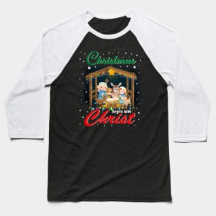 Christmas Begins With Christ TShirt Christian Holiday Jesu Baseball T-Shirt